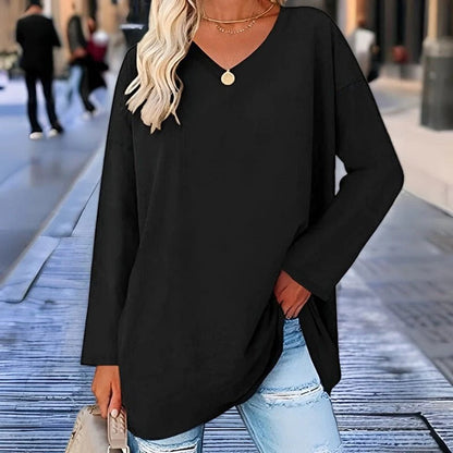 Stylish V Neck Long Sleeve Casual Shirt