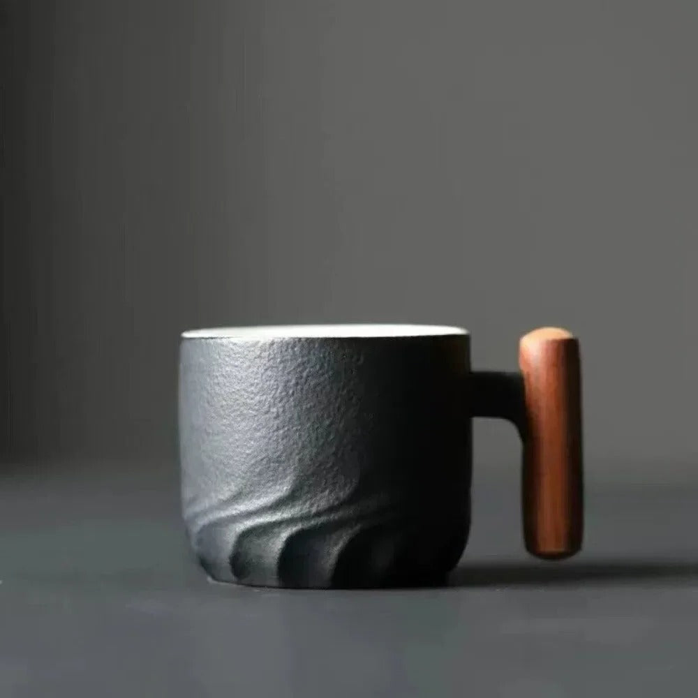 Rustic Coffee Cups With Wooden Grip - Befez