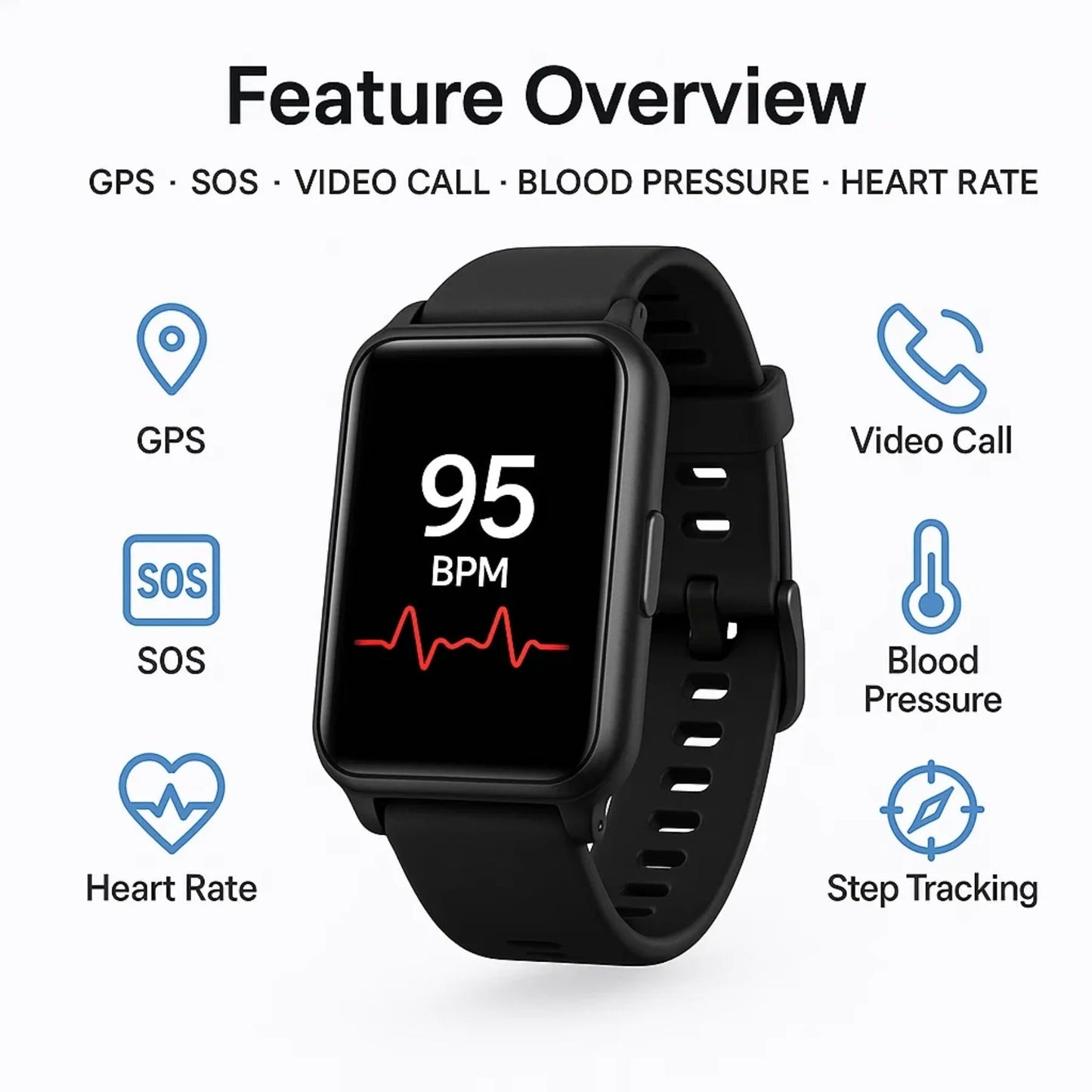 Elderly Safety Alert Smart Watch
