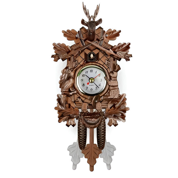 Wooden Cuckoo Clock with Traditional Carved Design - Befez