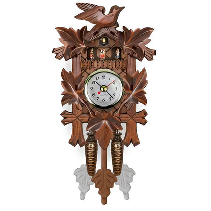 Wooden Cuckoo Clock with Traditional Carved Design