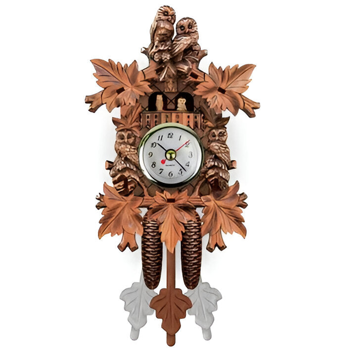 Wooden Cuckoo Clock with Traditional Carved Design