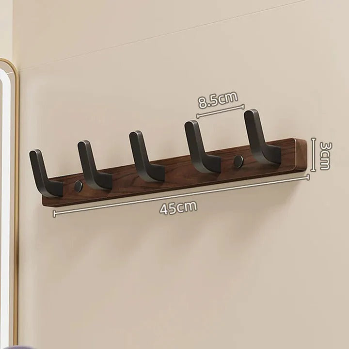 Stylish Wooden Coat Rack with Metal Hooks