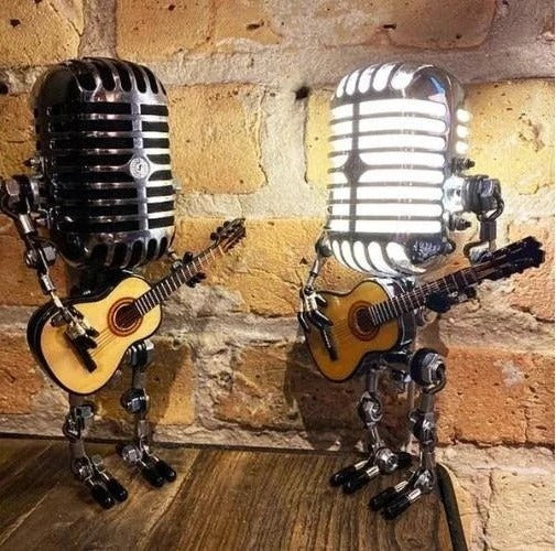 Retro Robot Desk Lamp with Music Theme Design