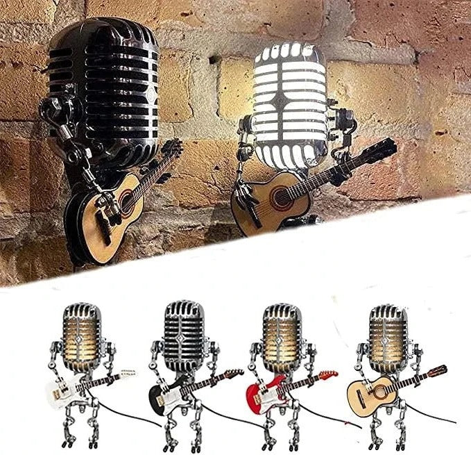Retro Robot Desk Lamp with Music Theme Design