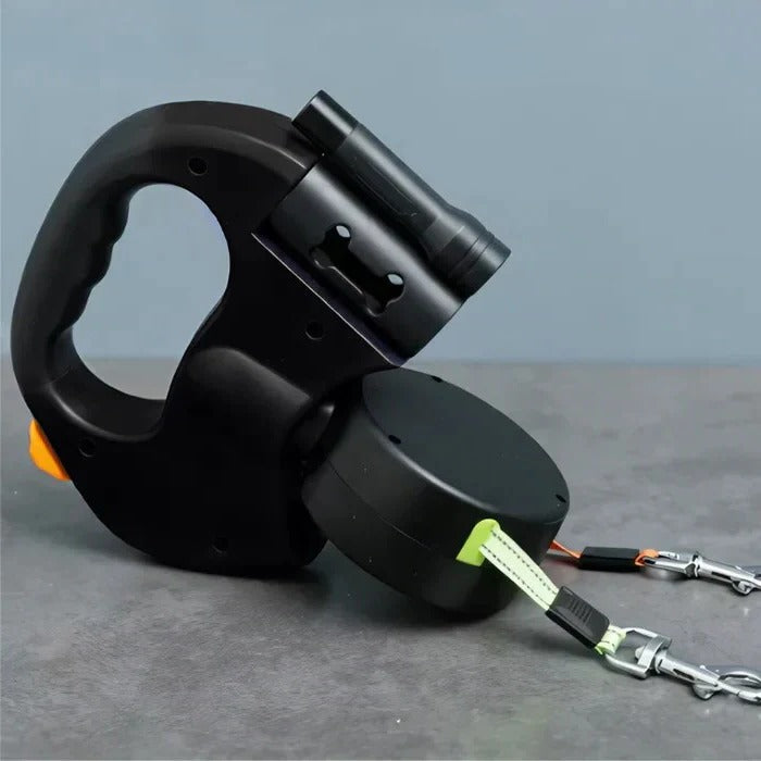 Adjustable Double Dog Leash With Rotating Clip and Flashlight - Befez