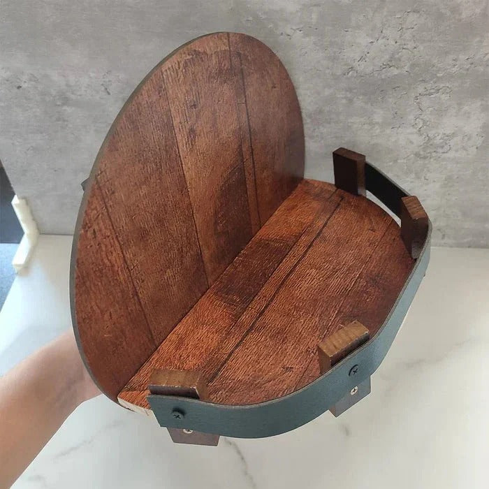 Reclaimed Wood Whiskey Barrel Shelf - Wine Bottle Holder
