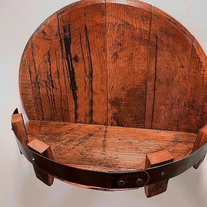 Reclaimed Wood Whiskey Barrel Shelf - Wine Bottle Holder