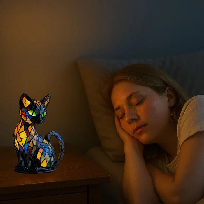 Colorful Feline Accent Table Lamp