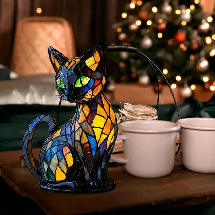 Colorful Feline Accent Table Lamp