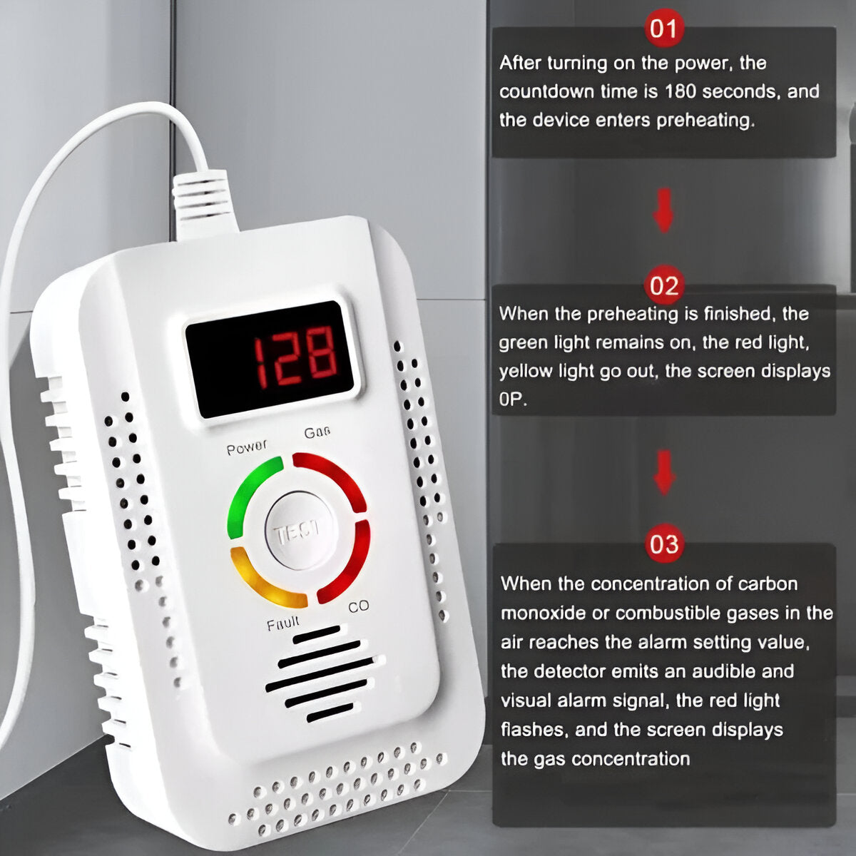 Digital Home Gas and Carbon Monoxide Detector