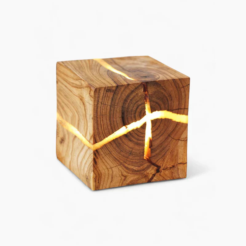 Rustic Distressed Wooden Table Lamp