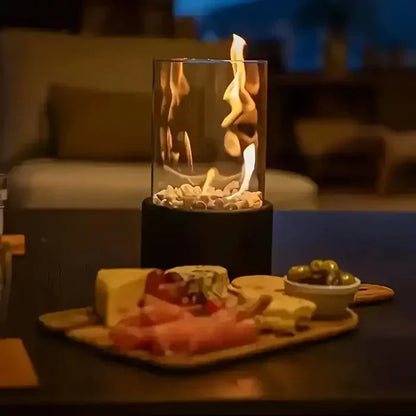 Warm Ambient Tabletop Fire Pit Lantern for Home Decor