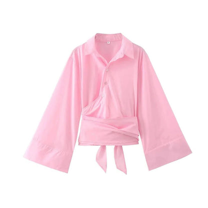 Chic Top With Satin Ribbon Waist