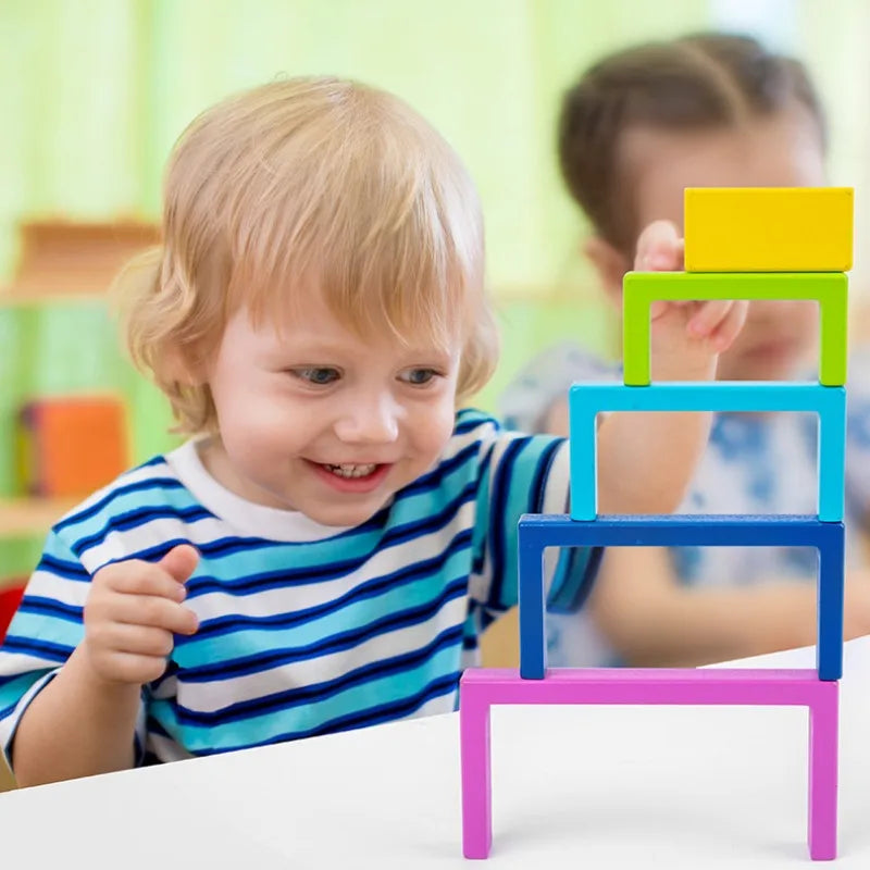 Vibrant Wooden Block Stacking Toy for Kids