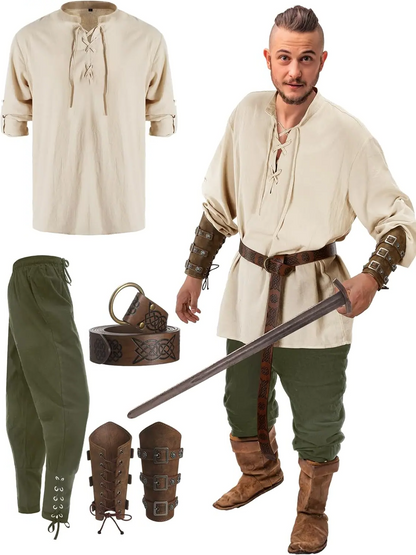 Authentic 4 Piece Pirate Mens Costume Set
