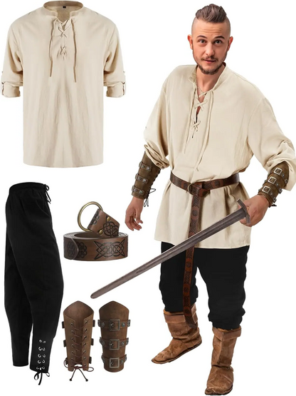 Authentic 4 Piece Pirate Mens Costume Set