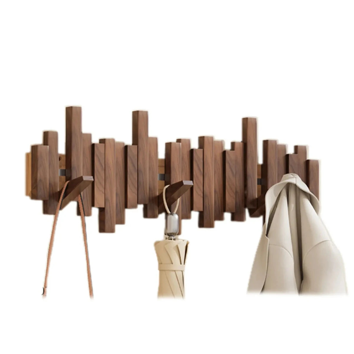 Stylish Wooden Wall Coat Rack for Jackets and Bags