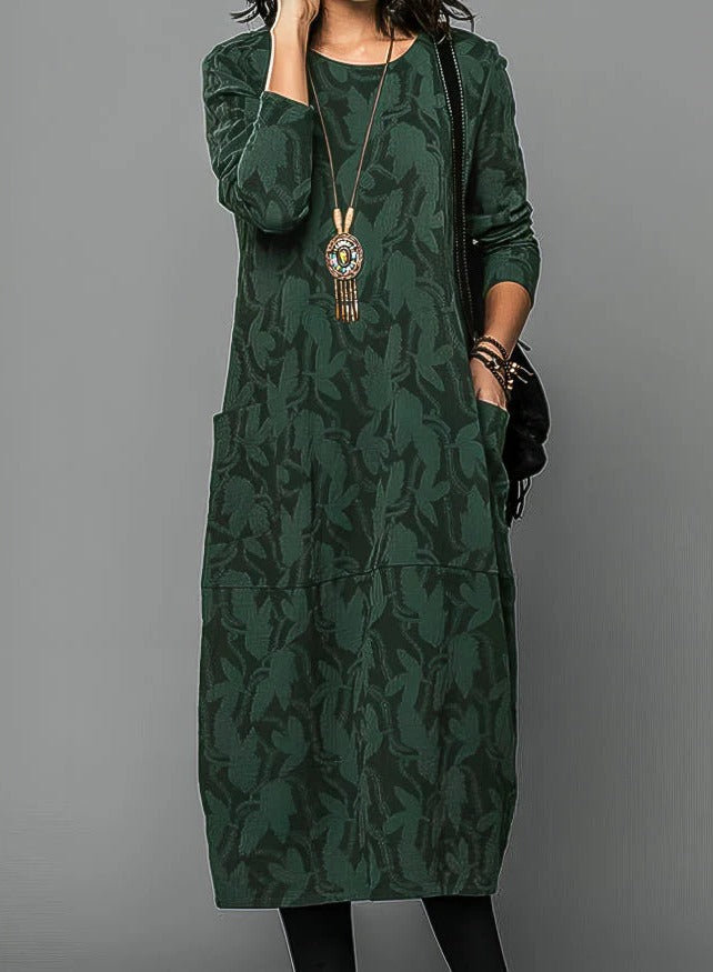 Cozy Women's Winter Dress with Soft Round Neck - Befez