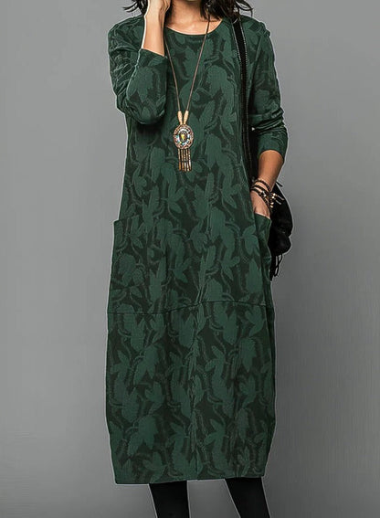 Cozy Women's Winter Dress with Soft Round Neck - Befez