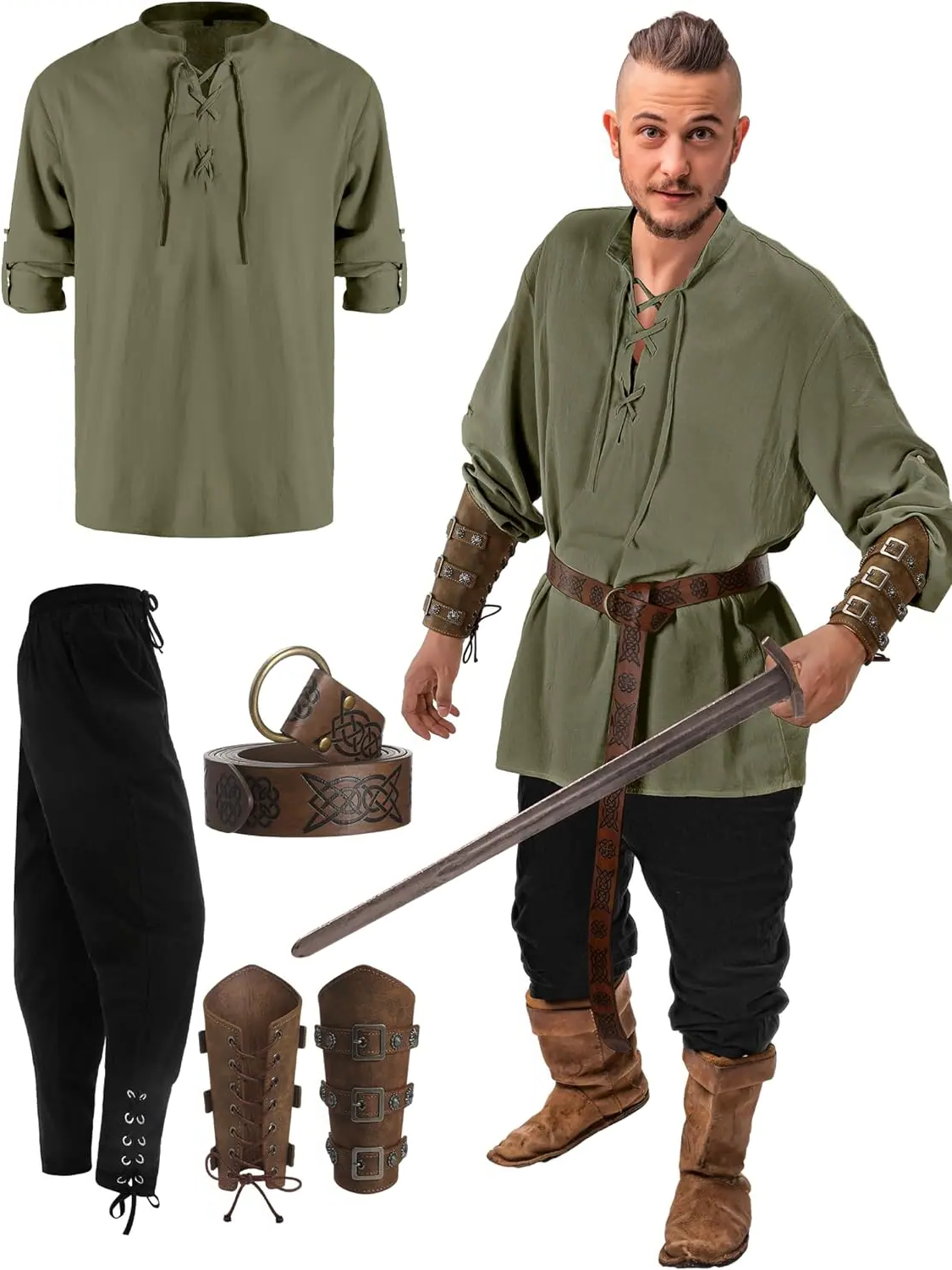 Authentic 4 Piece Pirate Mens Costume Set