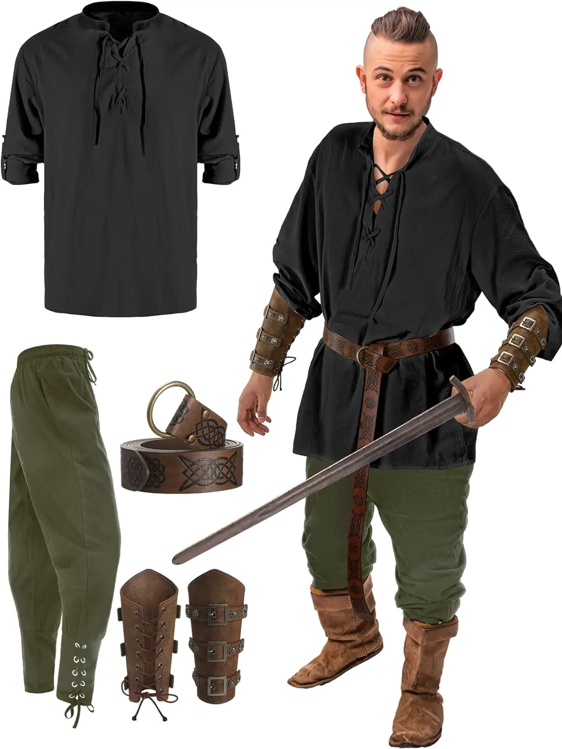 Authentic 4 Piece Pirate Mens Costume Set