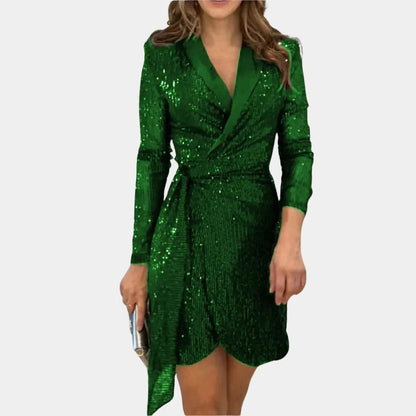 Stylish Women's Jacket Dress With Waist Belt