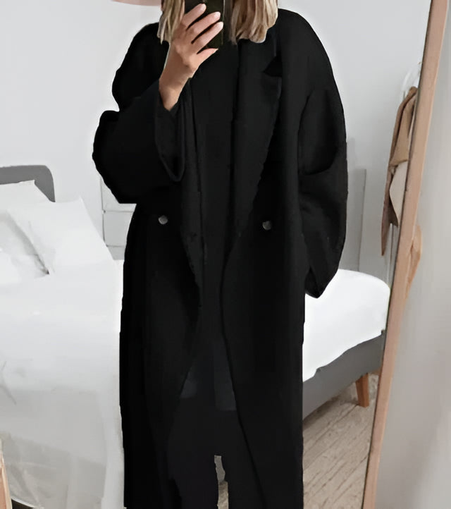 Luxurious Women's Long Cashmere Coat with Lapel