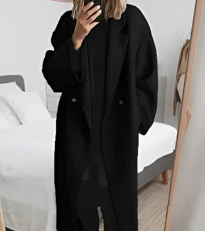 Luxurious Women's Long Cashmere Coat with Lapel