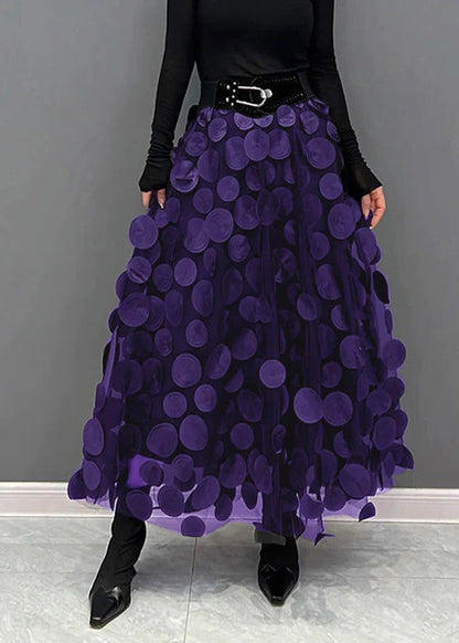Stylish Dot and Net Ruffled Mini Skirt