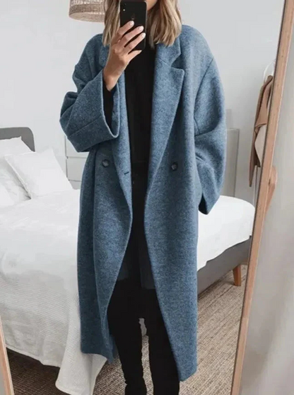 Luxurious Women's Long Cashmere Coat with Lapel