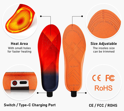 Warm Rechargeable Heated Insoles for Cold Feet