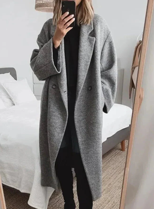 Luxurious Women's Long Cashmere Coat with Lapel - Befez