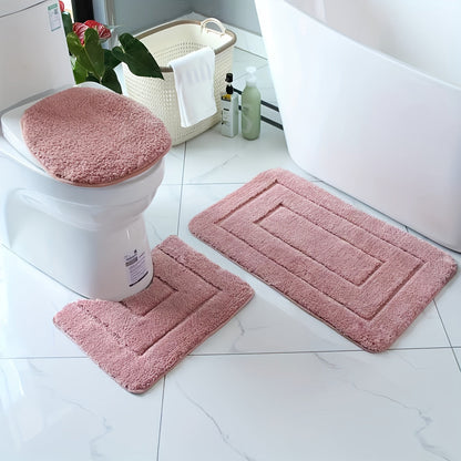 Plush Bathroom Mat Set - Slip Resistant and Easy Clean