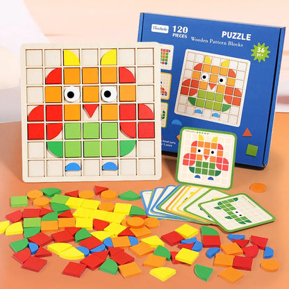 Colorful Wooden Brain Teaser Puzzle Set