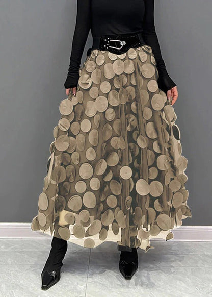 Stylish Dot and Net Ruffled Mini Skirt