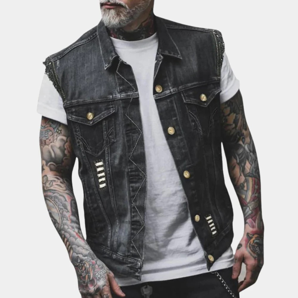 Classic Blue Jean Waistcoat For Guys - Befez