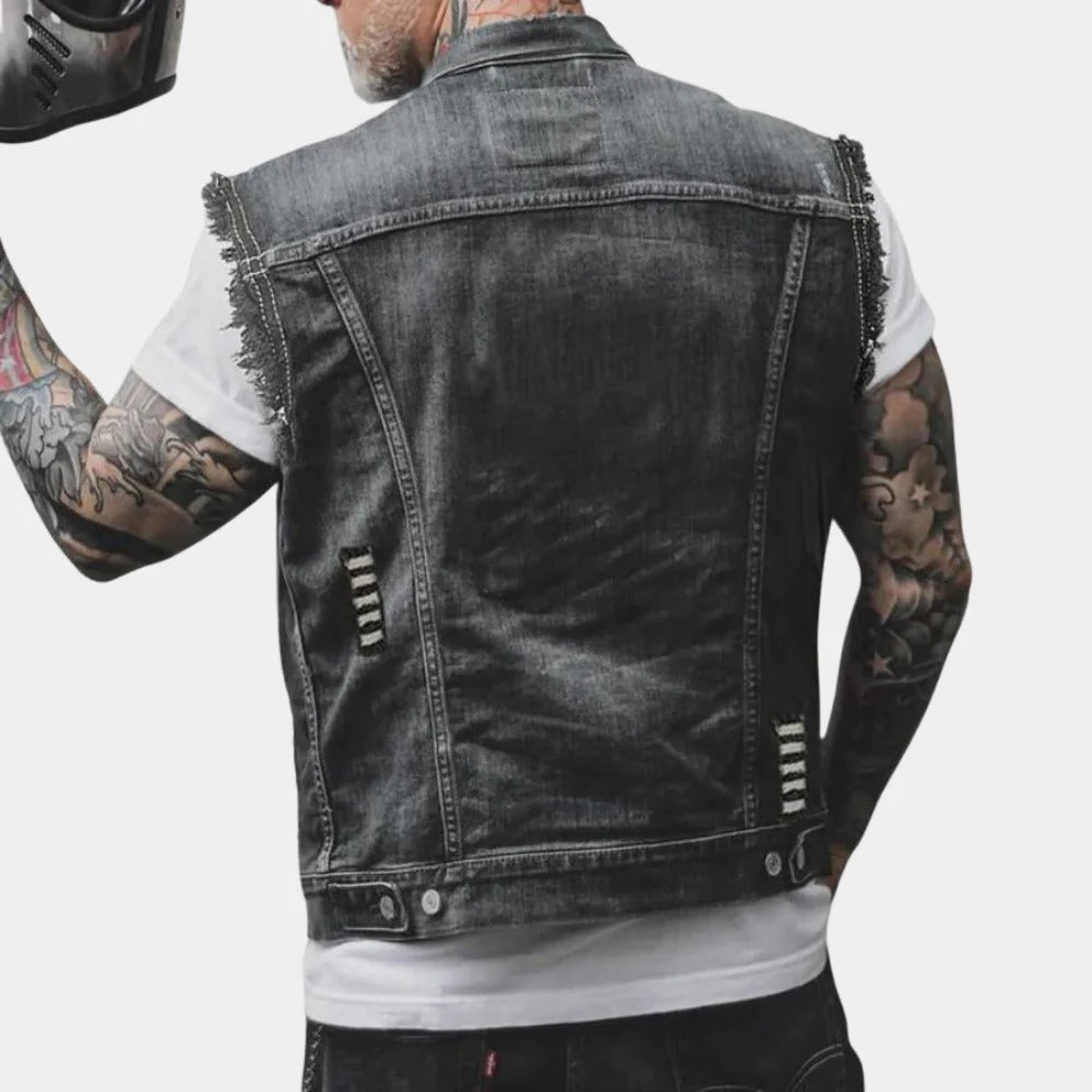 Classic Blue Jean Waistcoat For Guys