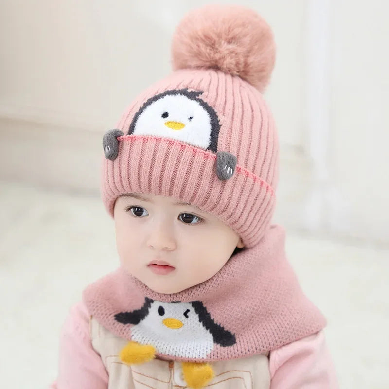 Cozy Kids Penguin Knit Hat & Scarf Set - Befez