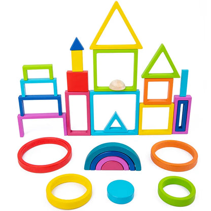 Vibrant Wooden Block Stacking Toy for Kids