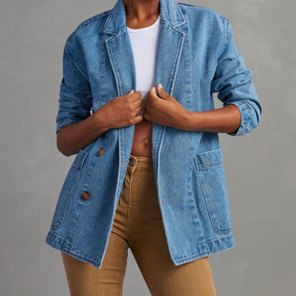 Relaxed Fit Women's Blue Jeans Jacket - Befez