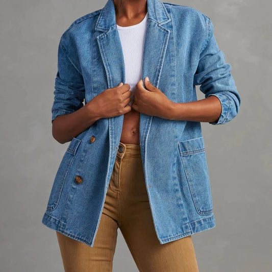 Relaxed Fit Women's Blue Jeans Jacket - Befez
