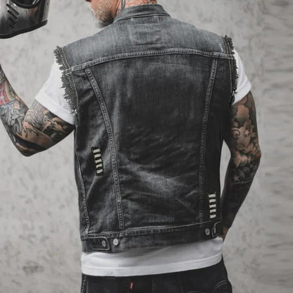 Classic Blue Jean Waistcoat For Guys