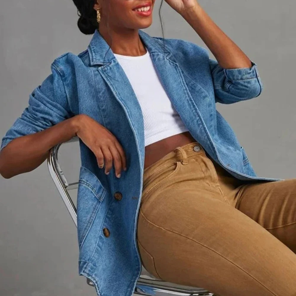 Relaxed Fit Women's Blue Jeans Jacket