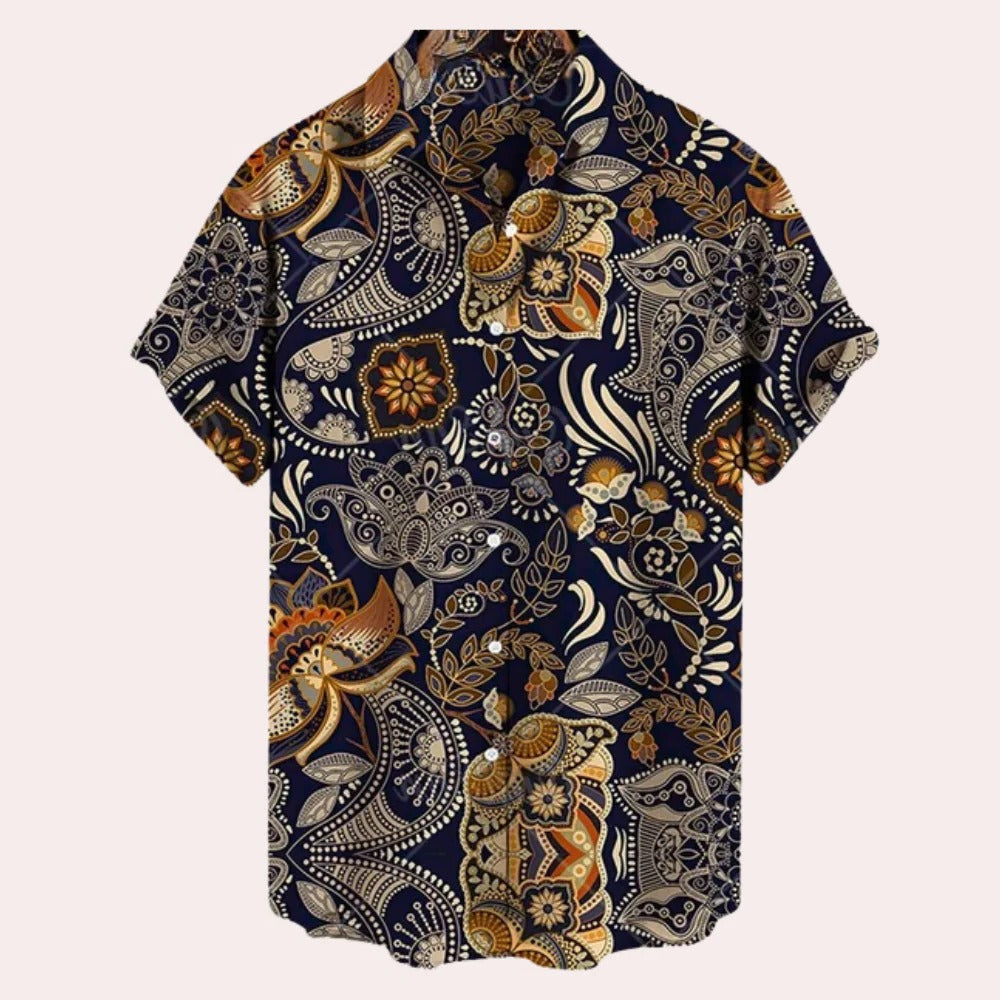Relaxed Fit Mens Short Sleeve Casual Shirt - Befez