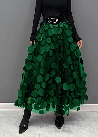 Stylish Dot and Net Ruffled Mini Skirt