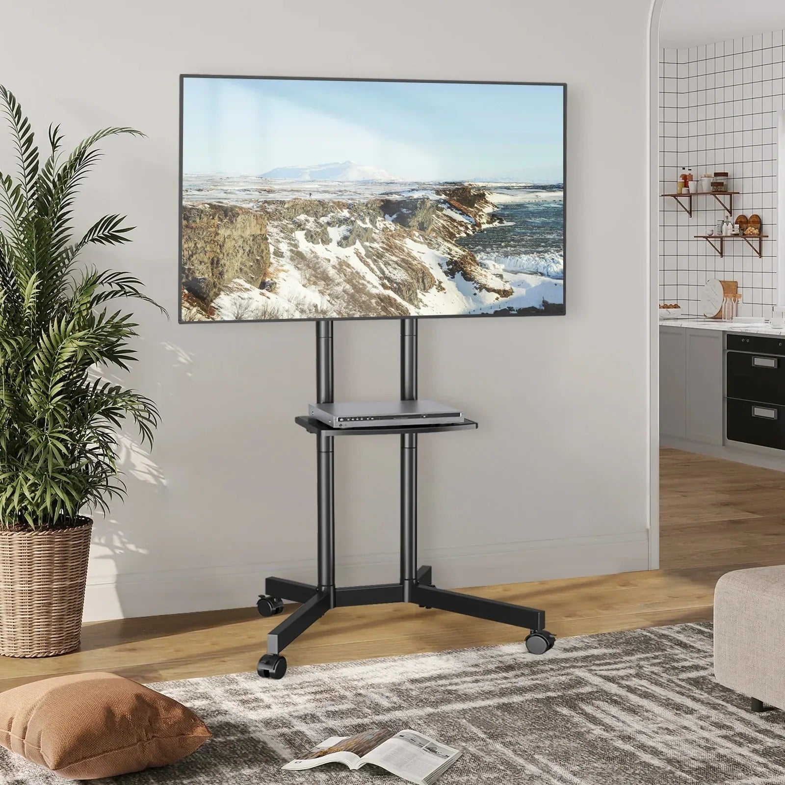 Portable TV Cart with Wheels and Storage Shelf - Befez