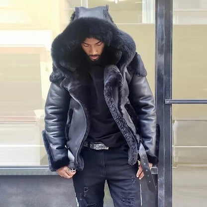 Warm Leather Biker Jacket Men Winter Coat - Befez