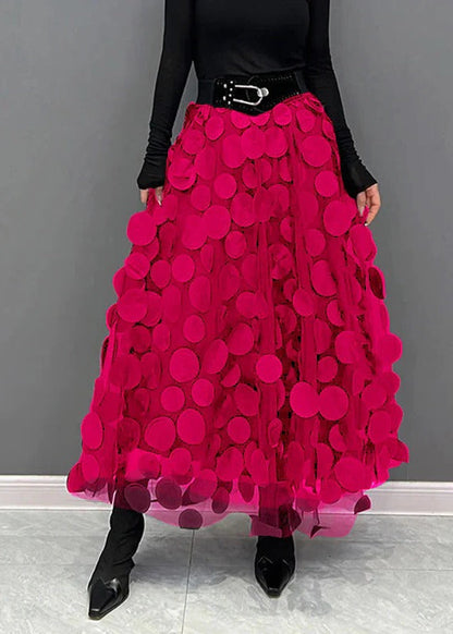 Stylish Dot and Net Ruffled Mini Skirt