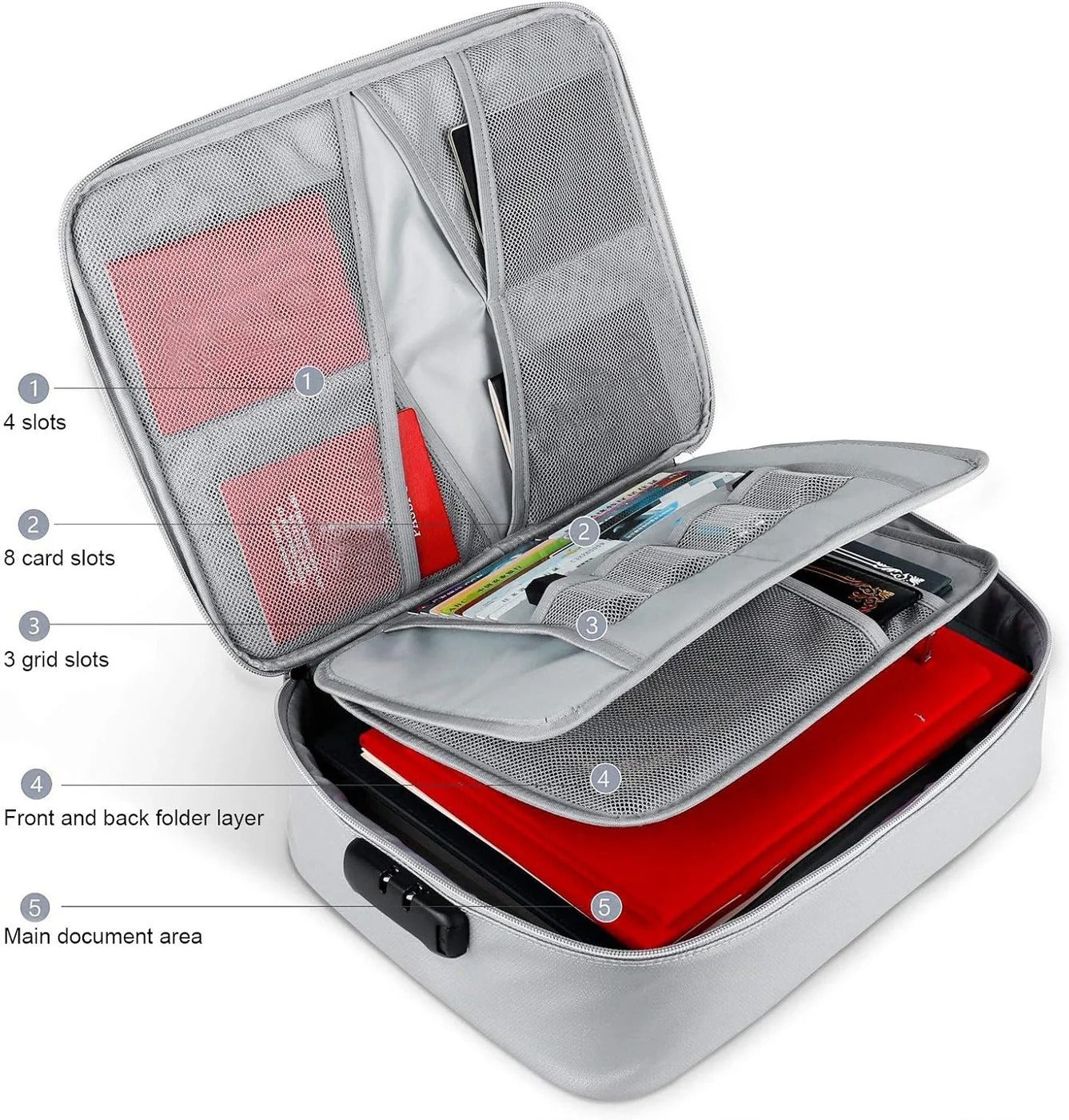 Secure File Bag with Zipper Pocket Organizer